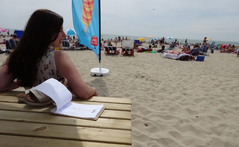 Op het zand terras van Pier 7 op het strand van Vlissingen